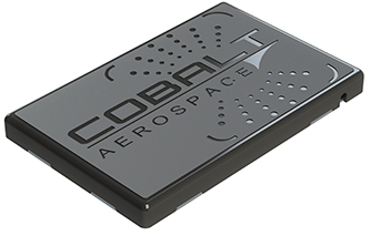 A single Cobalt Unplugged wireless charger on a transparent background. The charger is black, rectangular and has the Cobalt Aerospace logo embossed into the surface.