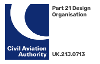 The UK Civil Aviation Authority logo with Cobalt Aerospace's Part 21 Design Organisation number: UK.21J.0713