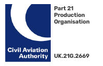 The UK Civil Aviation Authority logo with Cobalt Aerospace's Part 21 Production Organisation number: UK.21G.2669